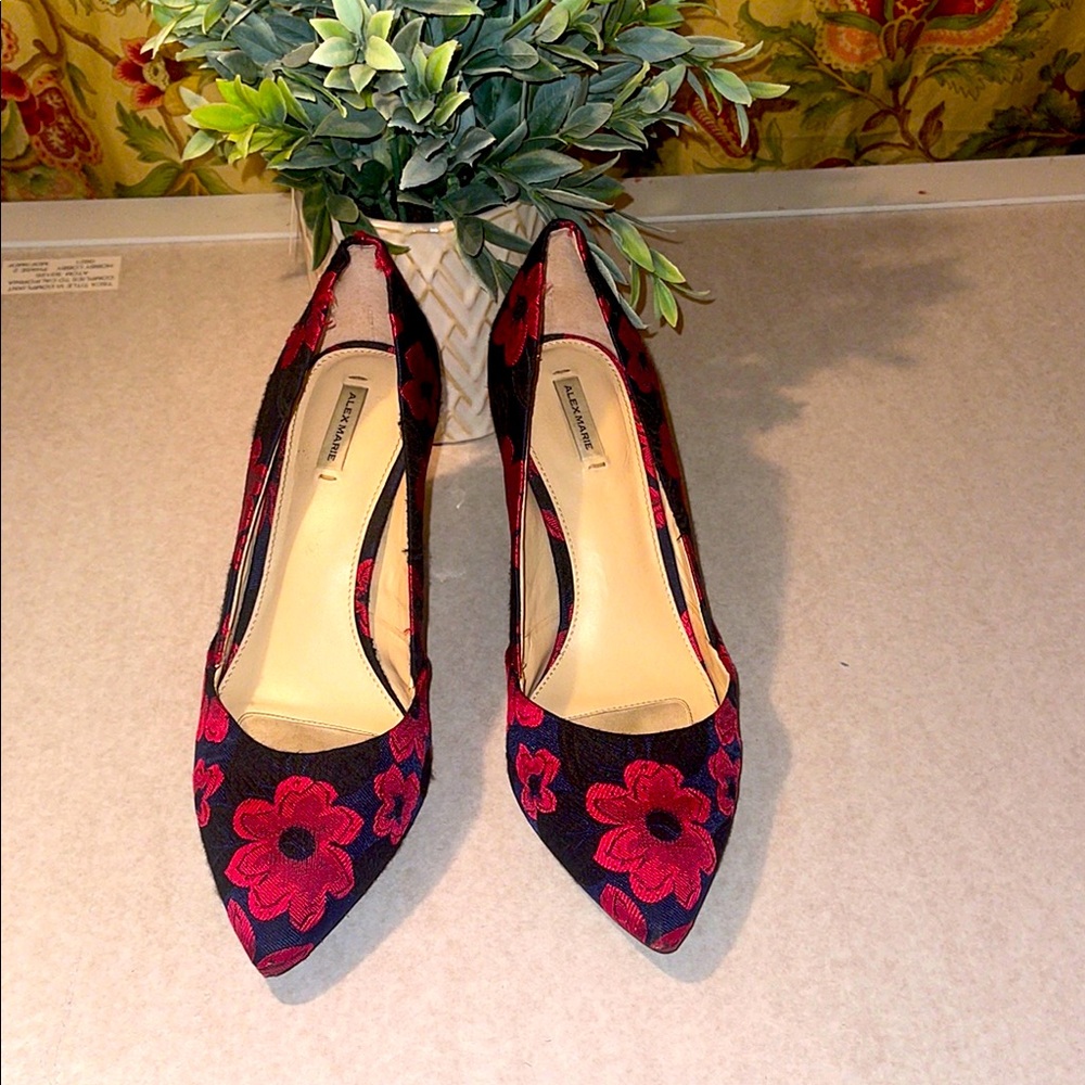 Alex Marie Red and Black Lace Heels